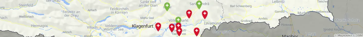 Kartenansicht für Apotheken-Notdienste in der Nähe von Völkermarkt (Kärnten)